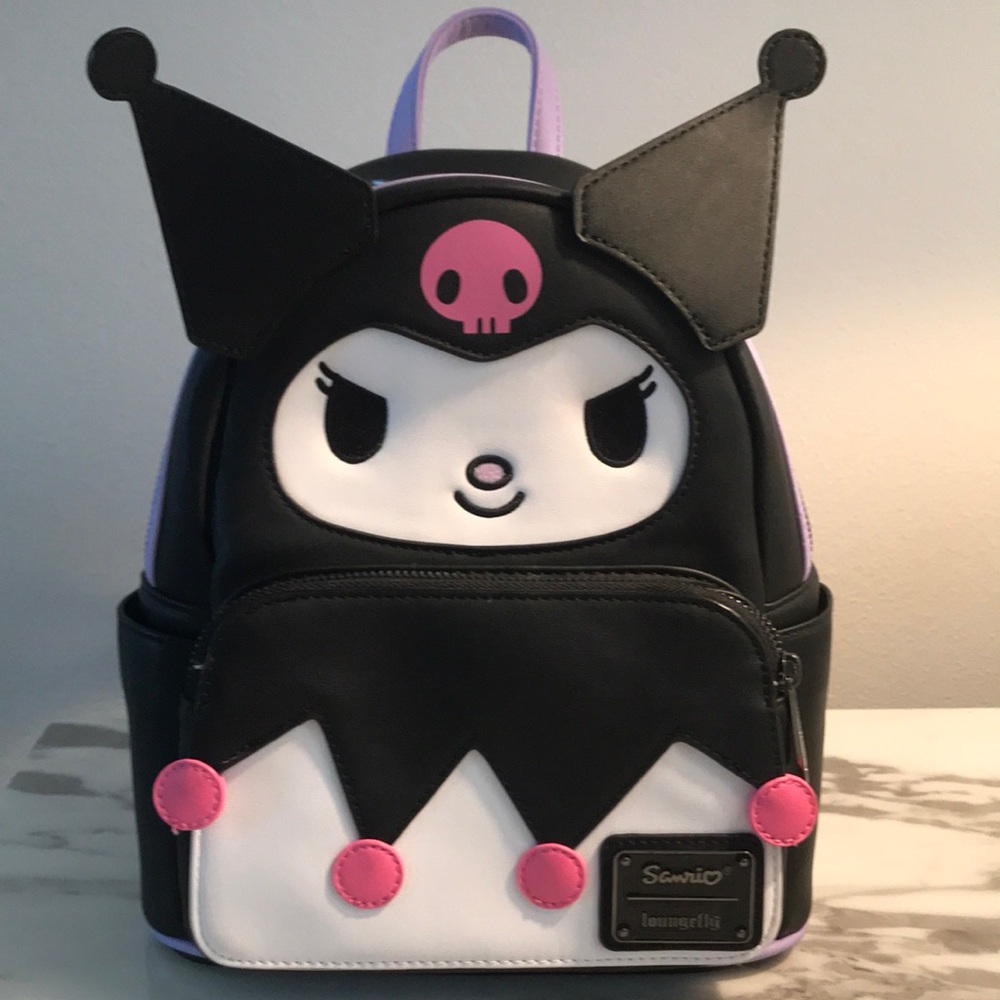 Loungefly Kuromi Kids Backpack - Black and Pink